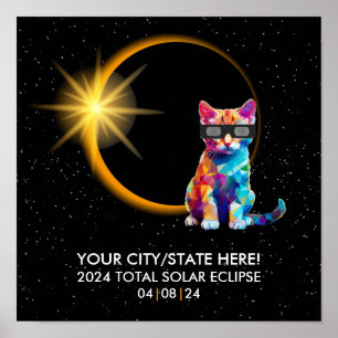 Poster Gato Sólido Eclipse Souvenir Engraçado Personaliza