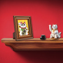 Gato Sortudo Japonês Maneki Neko Folk Art
