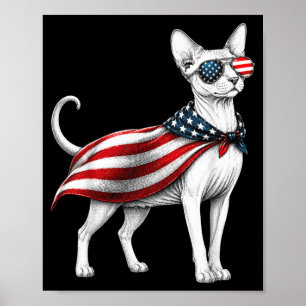 Poster Gato Sphynx 4 De Julho Bandeira Americana Patrióti