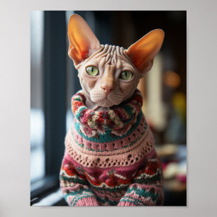 Poster Gato Sphynx com Suéter