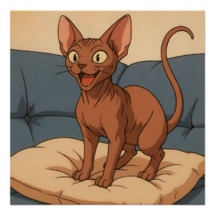 Pôster Gato Sphynx Feliz