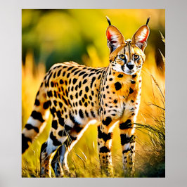 Poster Gato Spotado de Savannah Serval Africano