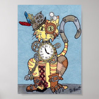 Poster Gato Steampunk