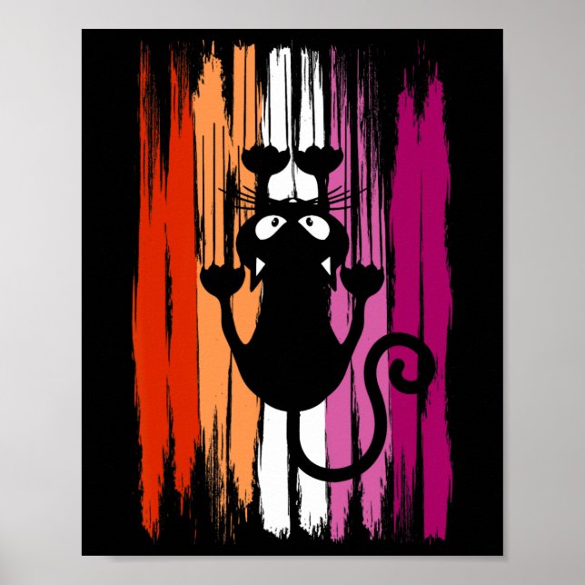 Poster Gato Subindo com Arranhões e Orgulho Lésbico Colo (Frente)