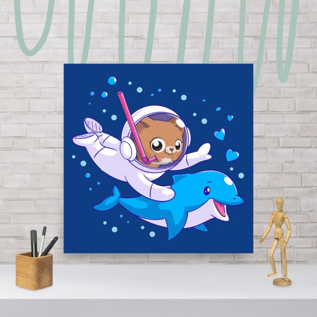 Pôster Gato submarino e golfinho (Criador carregado)