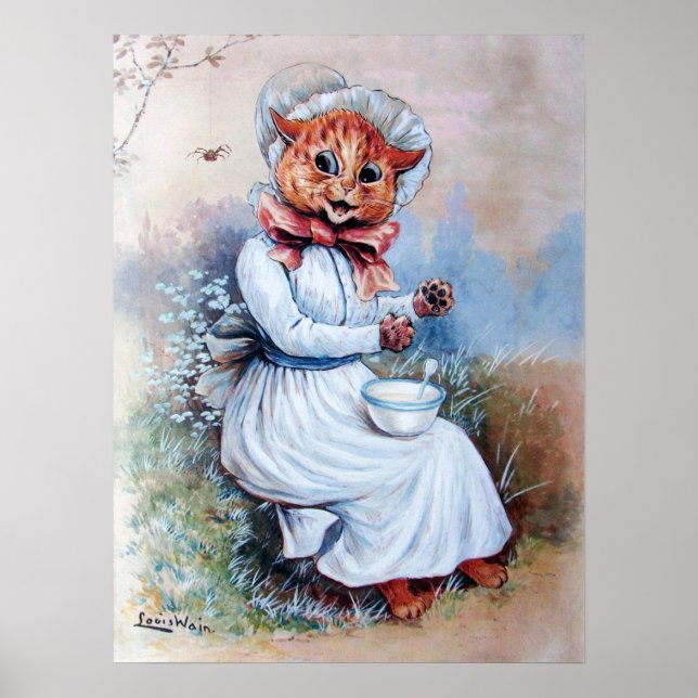 Poster Gato Surpreendido por uma Aranha, Louis Wain (Frente)