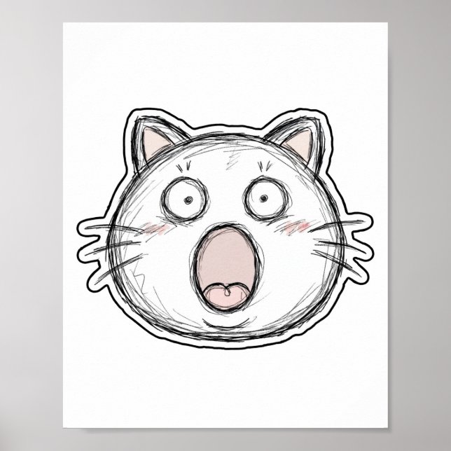 Poster Gato Surpreso com Boca Aberta (Frente)