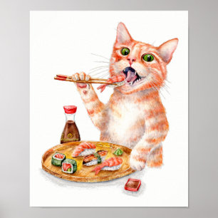 Poster Gato Sushi