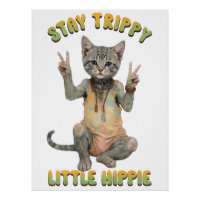Gato Tabby Cinza Boho Fique Tripudo Pequeno Hippie