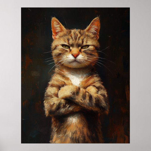 Poster Gato Tabby Confidente Com Atitude (Frente)