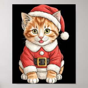 Poster Gato Tabby Natal Fofo Papai Noel