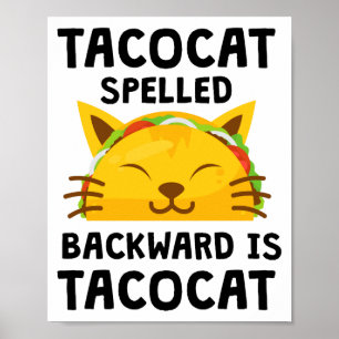 Poster Gato Taco Escrito ao Contrário é Gato Taco Citação