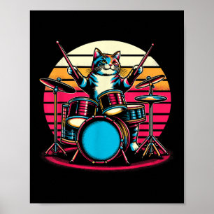 Poster Gato Tocando Bateria Baterista Novidade Amante da 