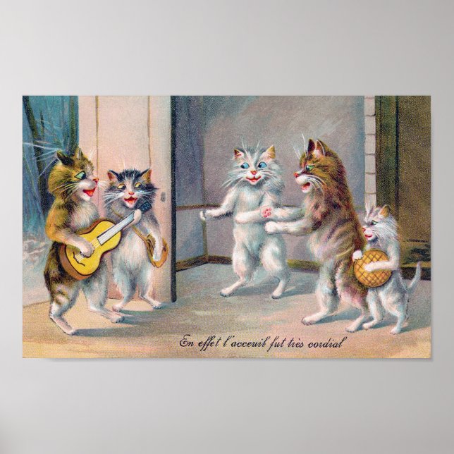 Poster Gato Tocando Guitarra, Louis Wain (Frente)