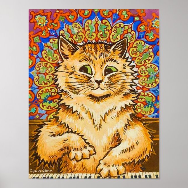 Poster Gato Tocando Piano, Louis Wain (Frente)
