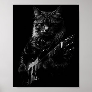 Poster Gato Tocar Guitarra Rock Star Rock And Roll Homens