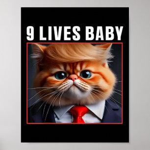 Poster Gato Trump 9 Vidas Bebê _1