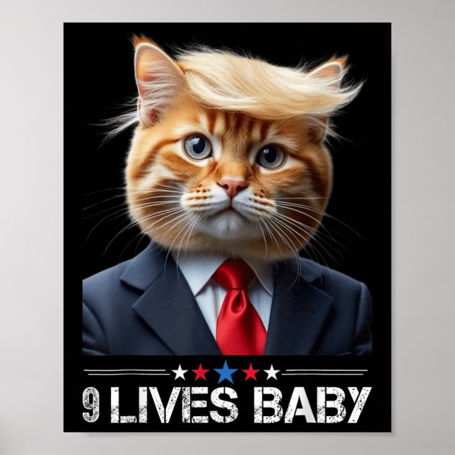 Poster Gato Trump 9 Vidas Bebê _2  (Frente)