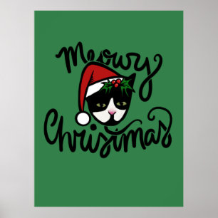 Poster Gato Tuxedo de Natal