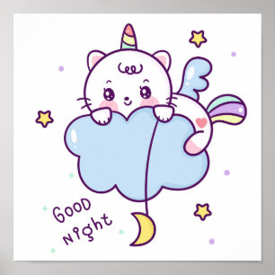 Poster Gato unicórnio bonito