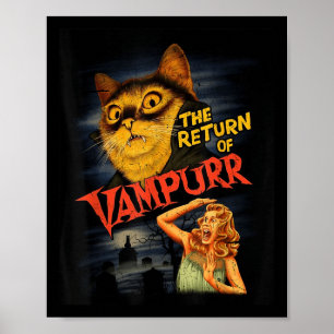 Poster Gato Vampiro Clica Filme Horror Camisa Gráfica Eng