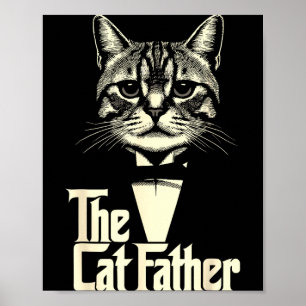 Poster Gato vintage pai papai vida gato pai feliz dia dos