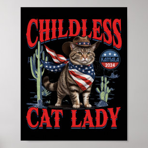 Poster Gatona De Gato Sem Fios De Cowboy Para A Eleição D