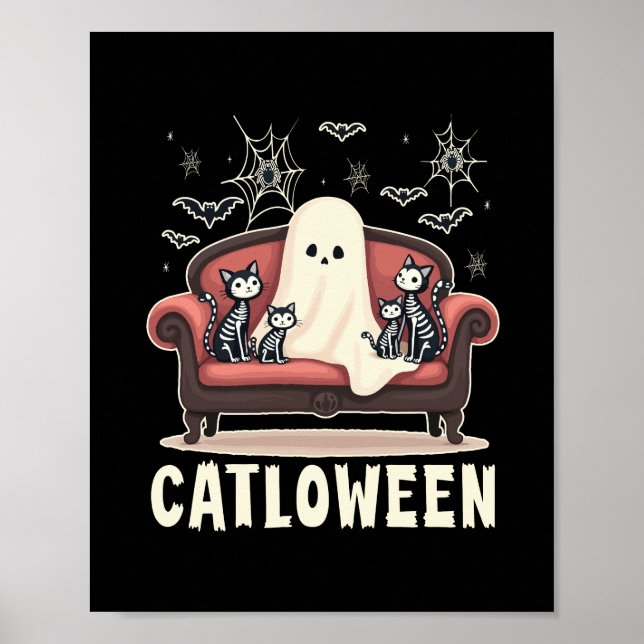 Poster Gatooween Fantasma Dia das Bruxas (Frente)