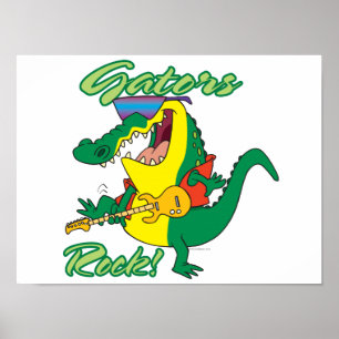 Pôster gators rock n roll alligator cartoon