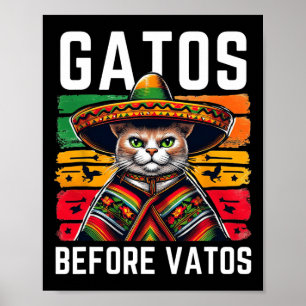 Poster Gatos Antes de Vatos Gato Engraçado Mexicano Ponch