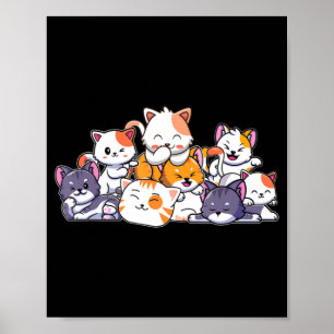 Poster Gatos Bons Animam Kawaii Japonês Otaku Neko Gift W