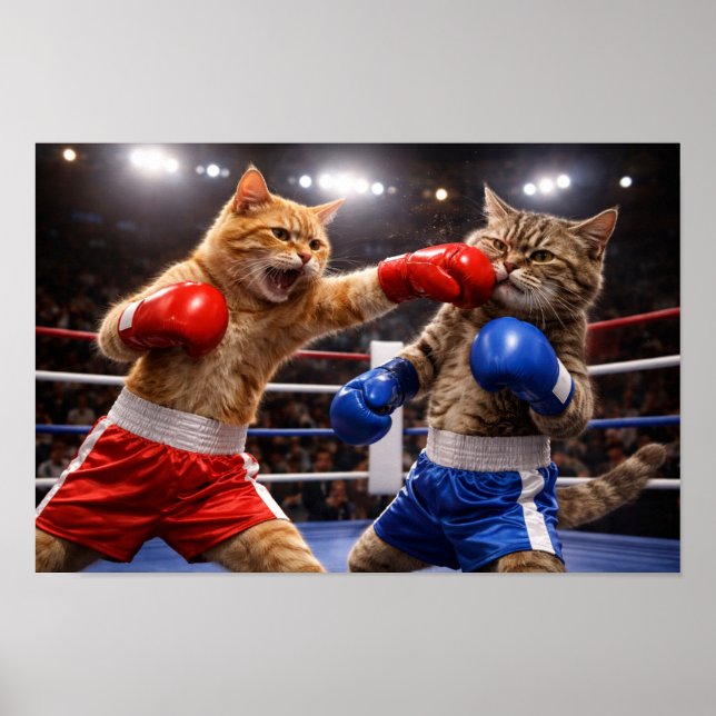 Poster Gatos Boxeando (Frente)