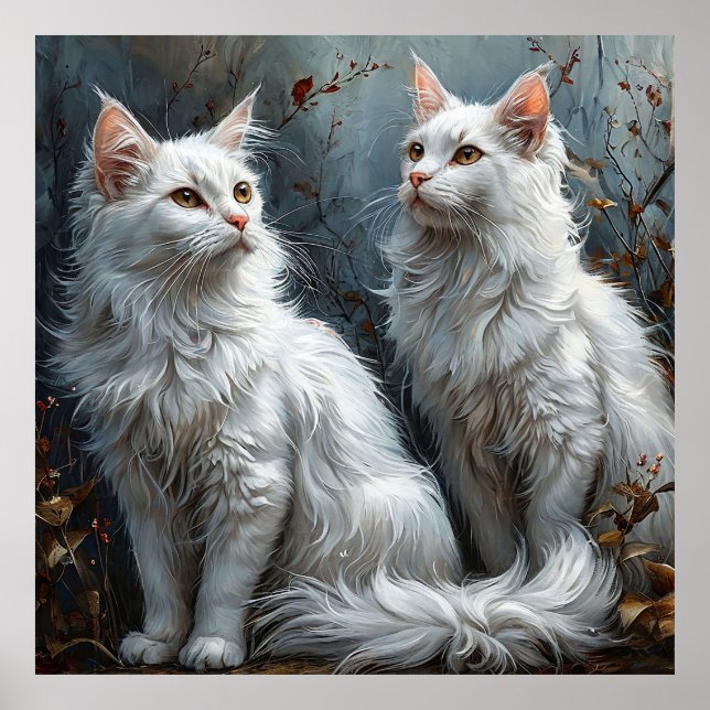 Poster Gatos Brancos Majestosos Presente de Decoração de  (Frente)