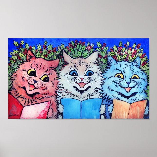 Poster Gatos Cantando Natal, Louis Wain (Frente)