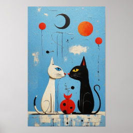 Poster Gatos - Cat - Um Joan Miró Inspirou Gráfico