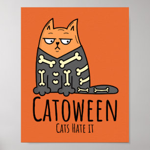 Poster Gatos Catentre Odeiam Isso - Feliz Dia das Bruxas