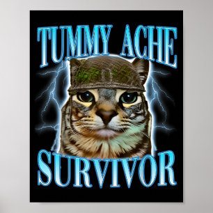 Poster Gatos com Ditado Engraçado Dor de Barriga Sobreviv