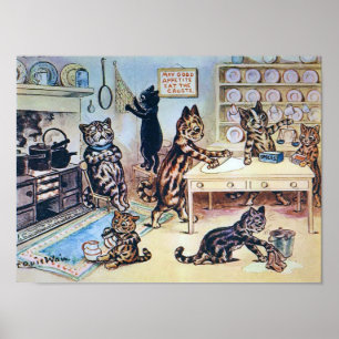 Poster Gatos Cozinhando, Louis Wain