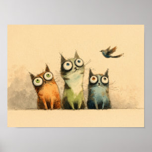 Poster Gatos Curiosos – Arte Caprichosa de Gatos
