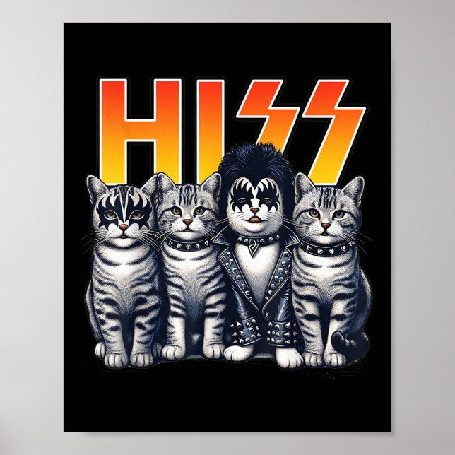 Poster Gatos Cute Hiss Rock Gatinhos Gatinho Música Agita (Frente)