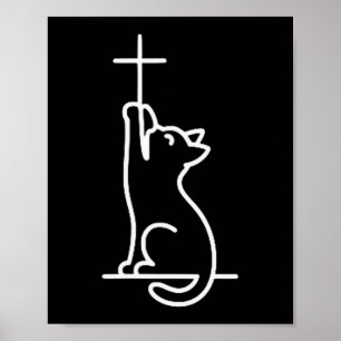 Poster Gatos de Estimação Amam Jesus Seja Feliz Gato