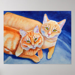 Pôster Gatos de gato malhado alaranjados de afago