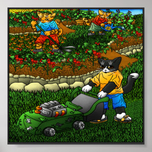 Poster Gatos De Jardinagem De Verão