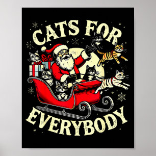 Poster Gatos de Natal para Todos Amantes do Papai Noel Fe