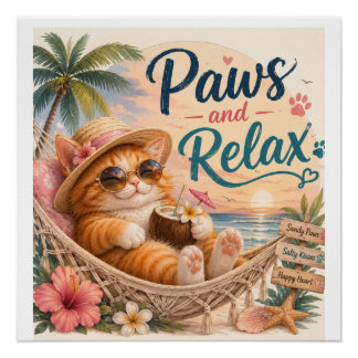 Pôster Gatos de Praia Relaxam