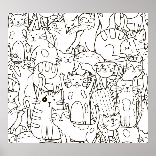 Poster Gatos de rabo: preto e branco. (Frente)