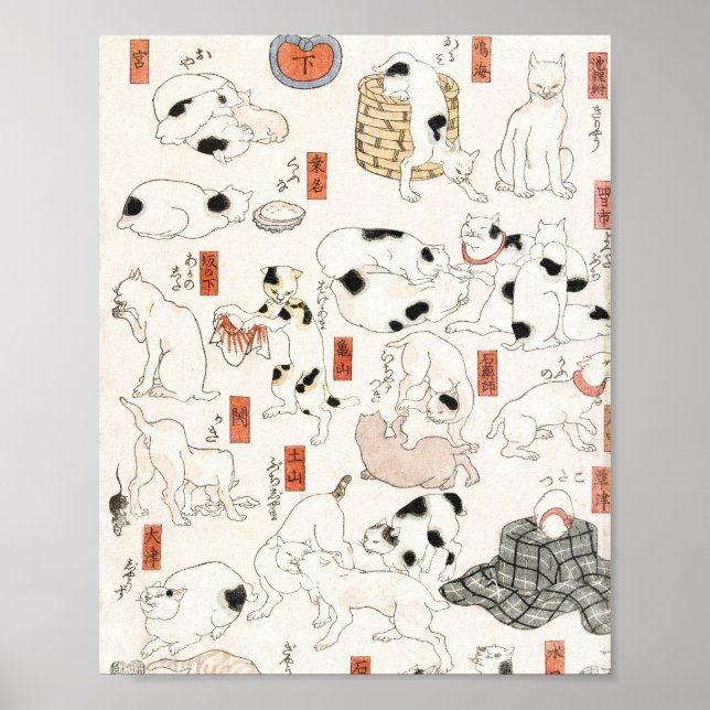 Poster Gatos de Utagawa Kuniyoshi (Frente)