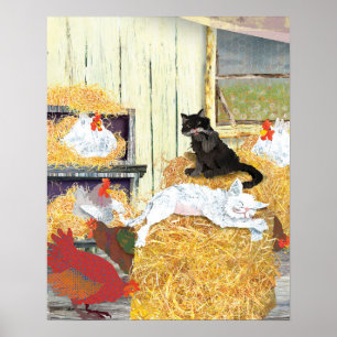 Pôster Gatos do celeiro que napping
