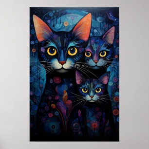 Poster Gatos do Dia e da Noite: Arte Espelhada