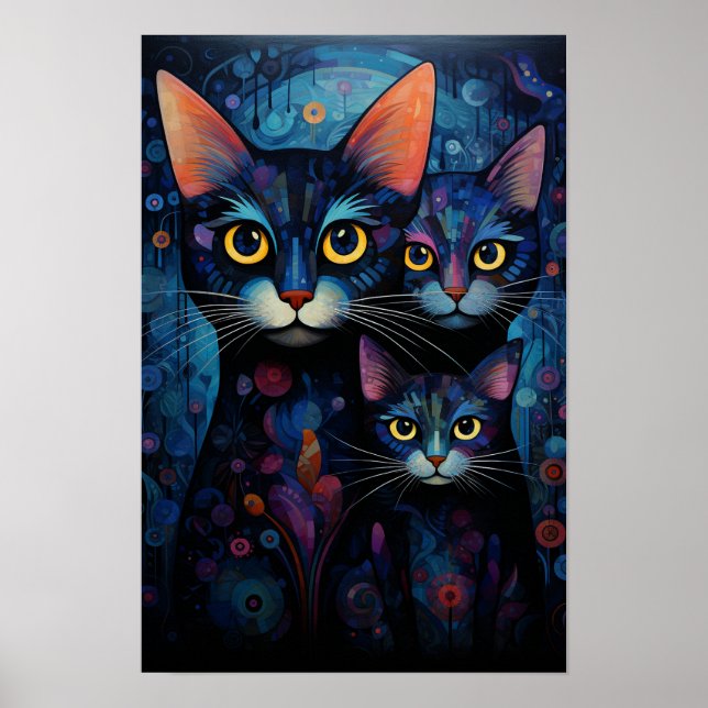 Poster Gatos do Dia e da Noite: Arte Espelhada (Frente)